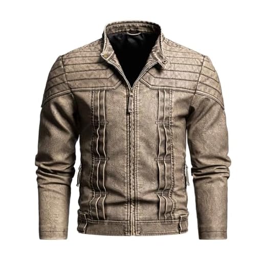 Jaqueta masculina de couro sintético com gola redonda para outono inverno jaqueta vitoriana masculina 2025, Z-421 marrom, P