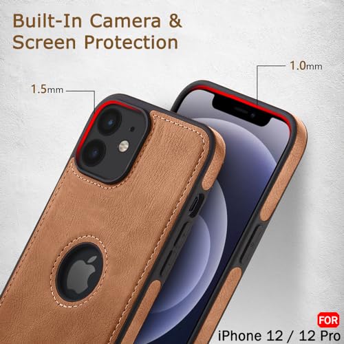 TheGiftKart Genuine Leather Finish Back Cover Case for iPhone 12/12 Pro | Shockproof Design | Camera & Screen Protection | Stunning Minimalist Design Back Case (Brown) 5 51t66qnfaiL