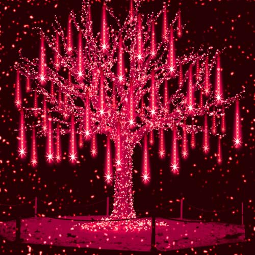 Aukora Halloween Lights Outdoor, Red Meteor Shower Lights Christmas Lights for Halloween Decorations, 8 Tube Snow Falling Rain Icicle String Lights Outside for Xmas Christmas Decor Tree Party, UL Plug Aukora Halloween Lights Outdoor, Red Meteor Shower Lights Christmas Lights for Halloween Decorations, 8 Tube Snow Falling Rain Icicle String Lights Outside for Xmas Christmas Decor Tree Party, UL Plug