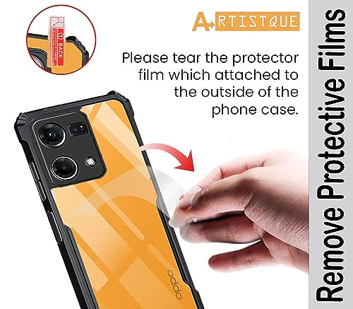 Image of A rtistque Clear Hard Transparent Acrylic Armor Anti-Drop Shockproof TPU Edge Back Cover Case for Oppo F21 Pro 4G - Black