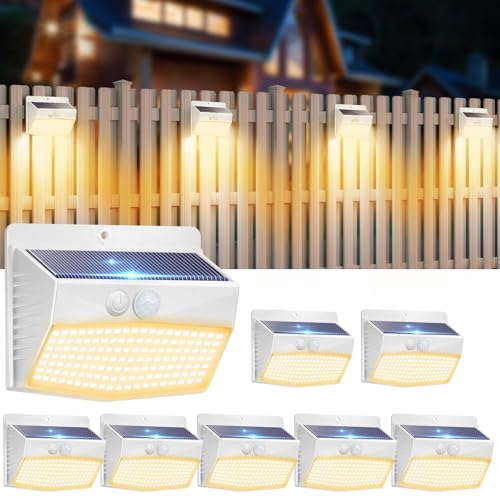 Peasur 8 Pack Solar Motion Sensor Lights Outdoor Waterproof with 3 Modes