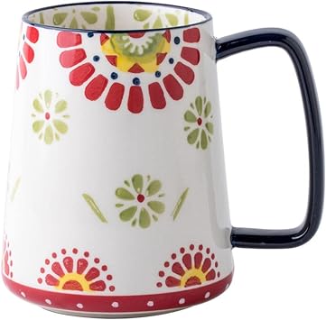 24 oz Extra Large Ceramic Coffee Mug Vintage Floral Cup with Handle