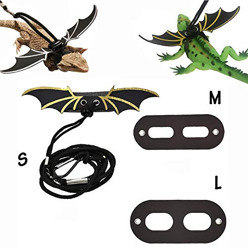 Greatstar Reptiles Harness Lizard Leash Lizard Harnes Adjustable Harness Clothes Leather Leash for Lizard,Guinea Pig, Ferrets, Hamster, Rats,Chameleon so on. (Gold)