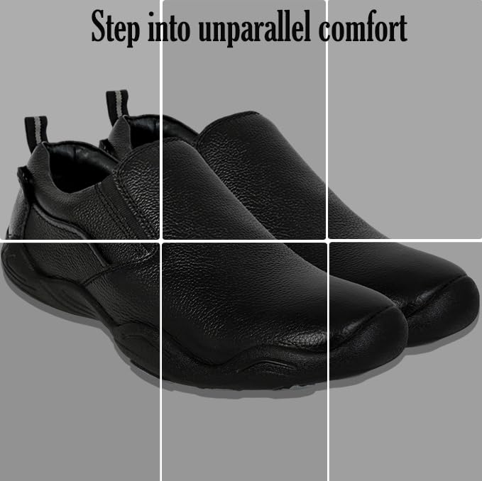 Image of Allen Cooper Genuine Leather Casual Shoes with Ankle Support, Anti Slip Technology, Better Padded and Cotton-Like Memory Foam Cushion Insole(24815Color Options- Black /Brown, Sizes- 6,7,8,9,10)