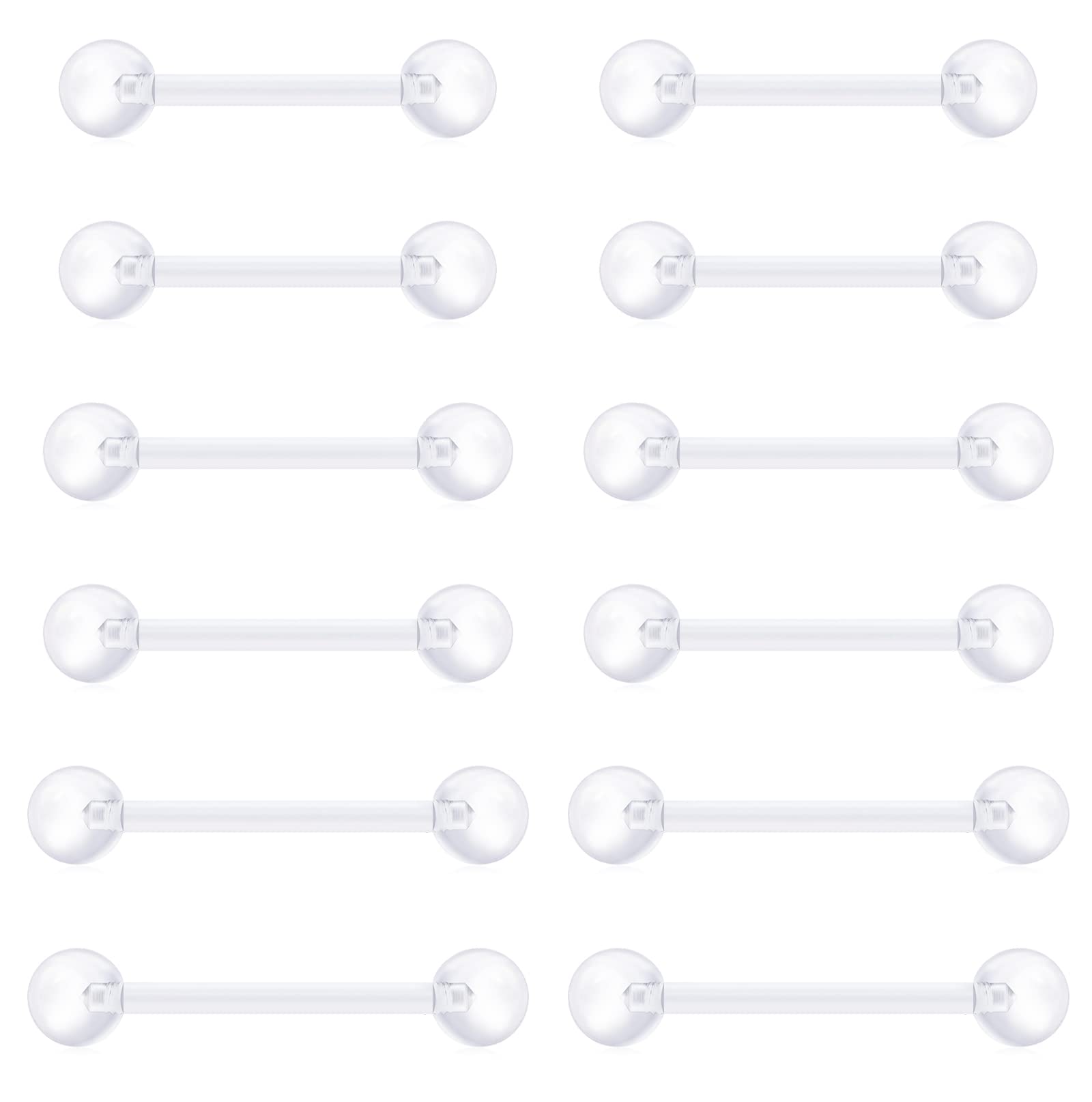 Briana WilliamsBioflex Tongue Piercing Set Flexible Acrylic 14G 12/14/16/18 mm Bar Length Tongue Piercing Jewellery