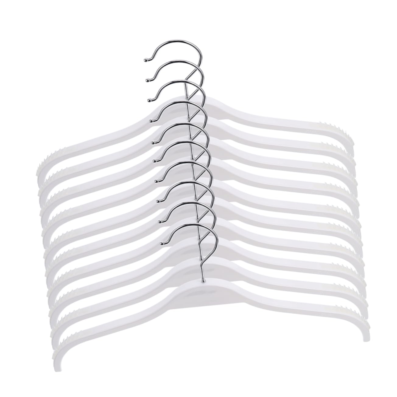 Grucce Antiscivolo in Plastica Bianca, 12 Pezzi, Design Ergonomico e Struttura Robusta in Abs e Acciaio Inox per Armadi e Guardaroba