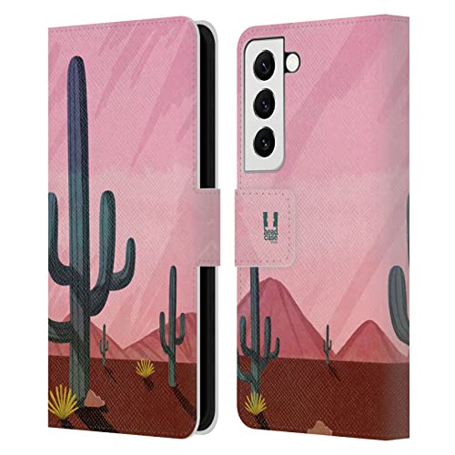 Étui Portefeuille Samsung S22 Head Case Designs Désert de Cactus en Cuir