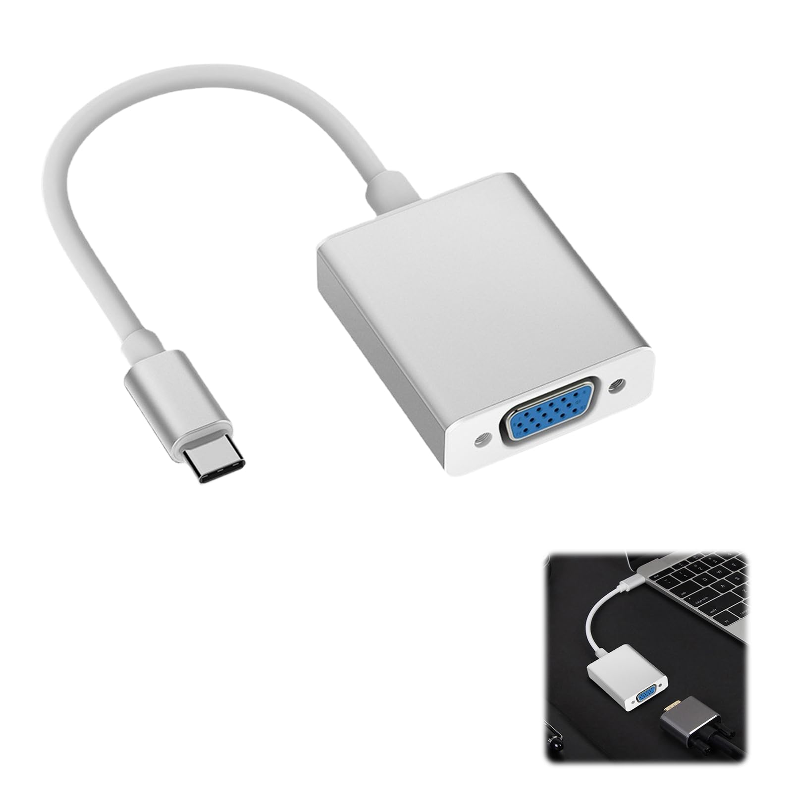 Adaptateur Vga, VGA USB C, USB-C VG A, US B C V GA, US B C vers VG A, US B C to VG A, Type C VG A, Câble V GA U SB C, Adaptateur V GA U SB C, pour MacBook Pro/Air, pour iPhone 15 Plus Pro Max