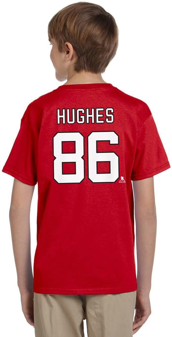 Outerstuff Jack Hughes New Jersey Devils #86 Youth Boys Player Name & Number T-Shirt image 3
