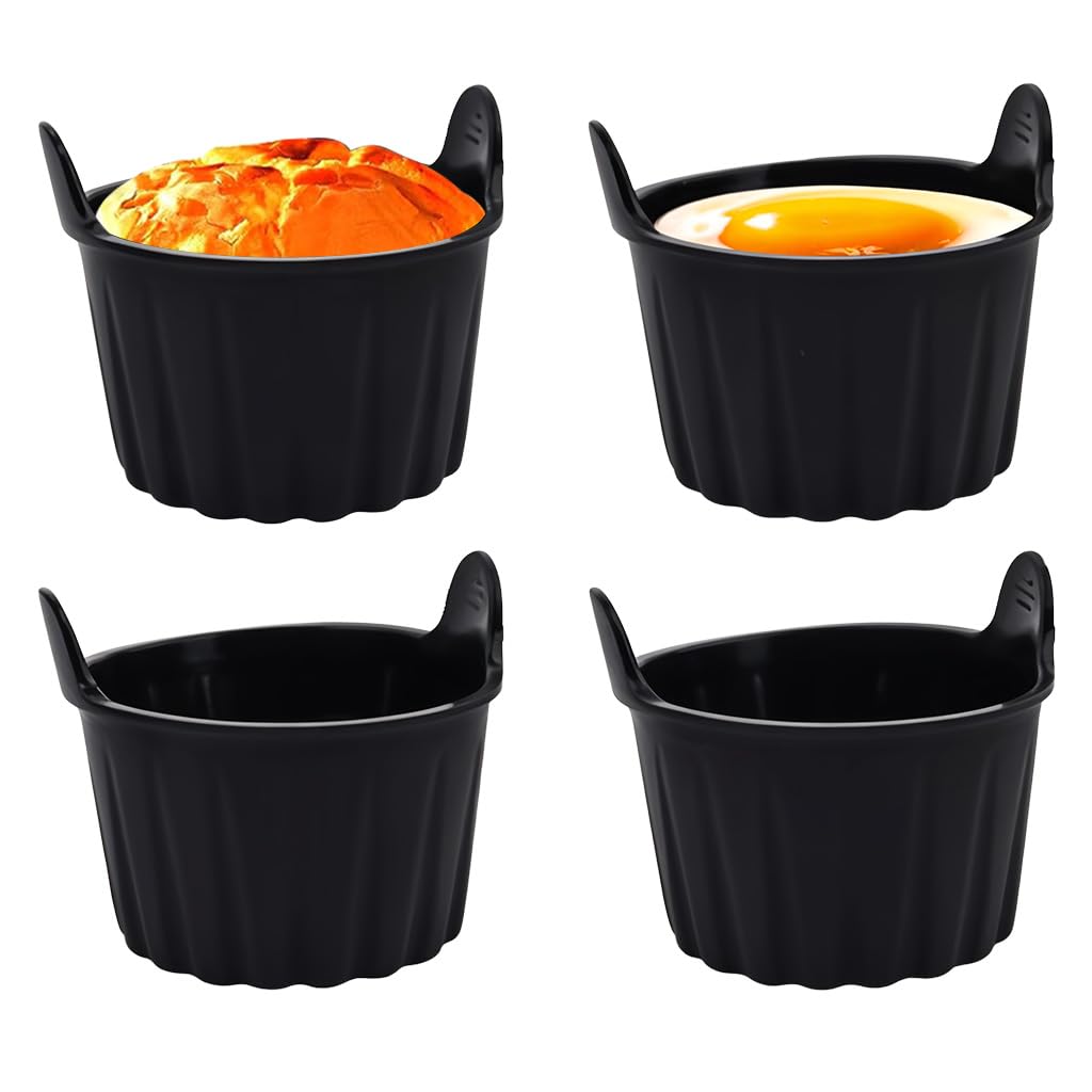 Supvox® 4Pcs Baking Cups for Air Fryer Food Grade Heat Resistant Silicone Muffin Cups with Grips Cupcake Liners Multi Use Non-Stick Silicone Molds for Micorwave Oven, Air Fryer, Oven-image-27