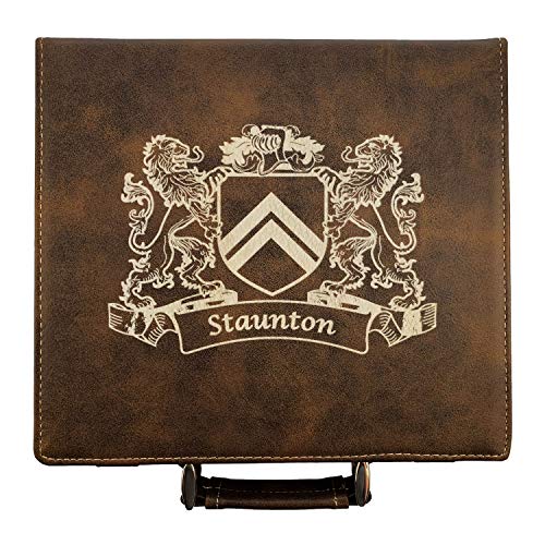 Staunton Irish Coat of Arms Leather Poker Set