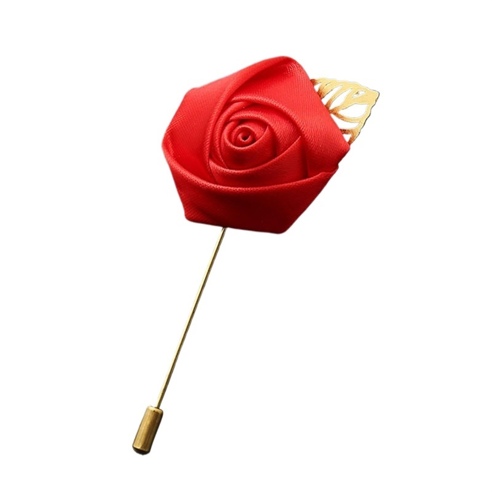 EYZJQSTUV Wedding corsage， Men's Fabric Rose Boutonniere Brooch Groomsmen Multicolor Corsage Lapel Pin(A)
