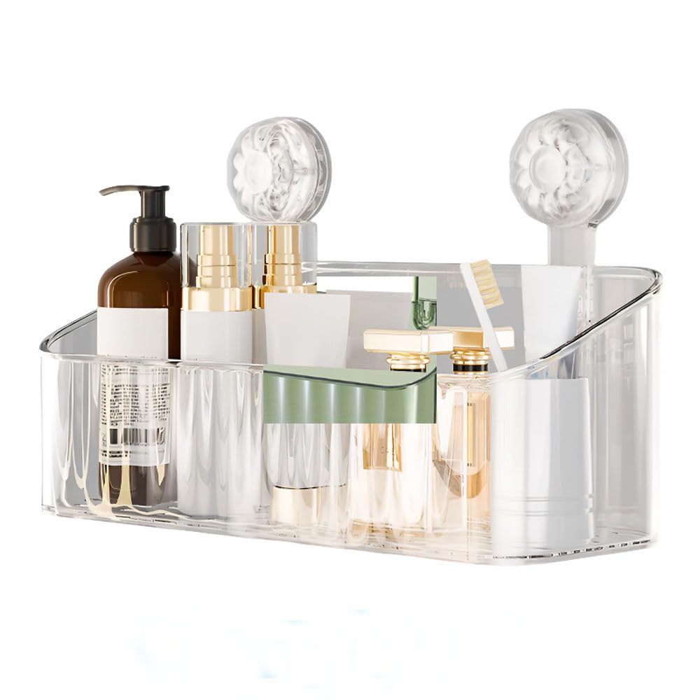 MuSgeIR Shower Caddy - Strong Suction Shower Shelf Organizer - Removable Bathroom Basket