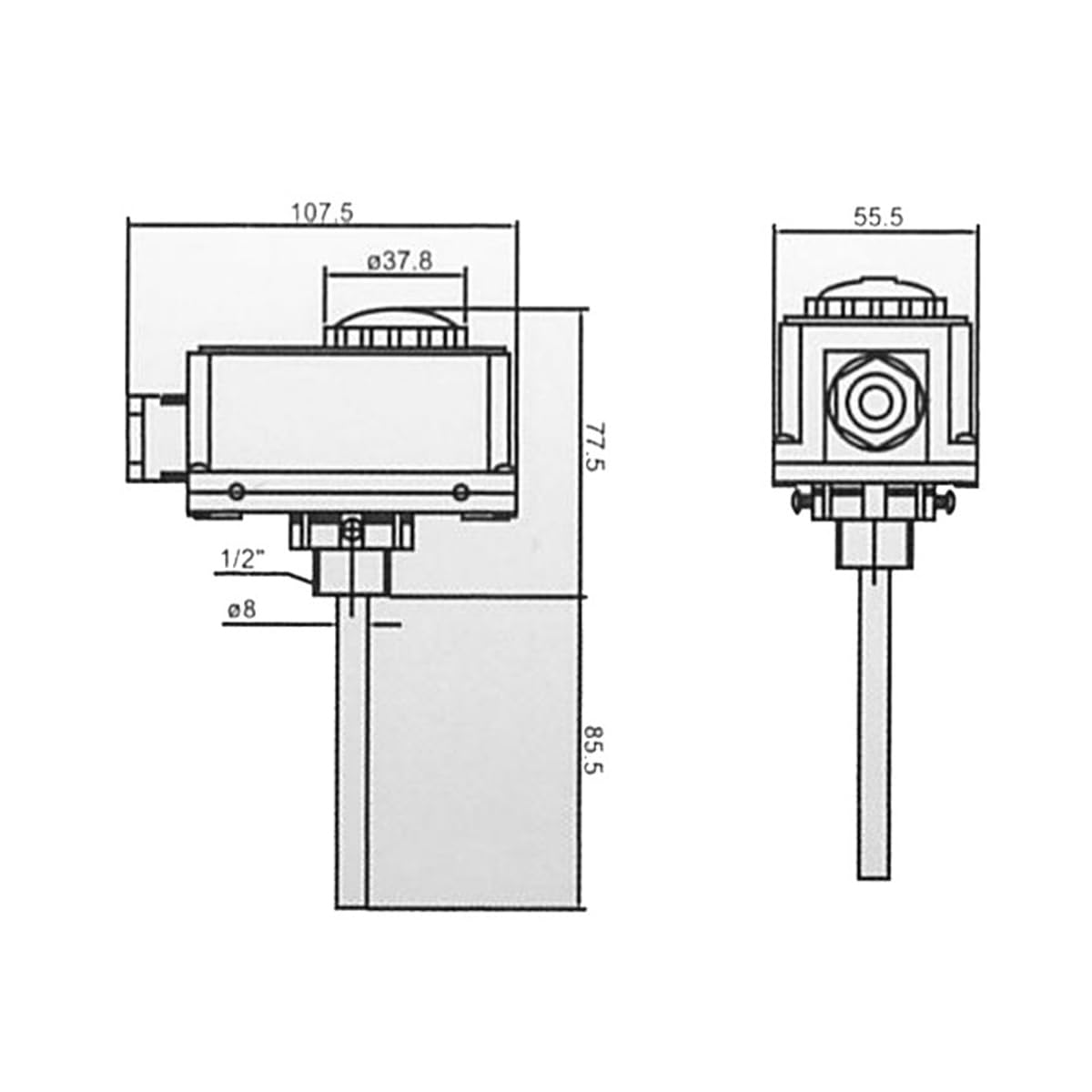 Eintauchthermostat, G1/2 Außengewinde Warmwasserrohrthermostat Temperaturregler 0-90 °C Hochtemperaturstart, zur Überwachung der Heizung