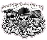 See No Evil Hear No Evil Speak No Evil V2 Large Decal 8' in size