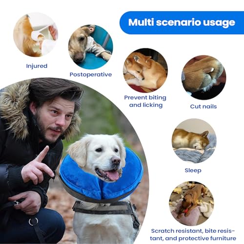 Collar inflable para perros y gatos con cojín interior impermeable extraíble 5
