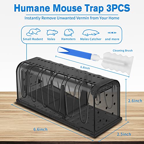 Hianifri Mouse Trap， Humane Catch And Release Mice Trap Indoor Outdoor For Home No Kill, Mouse Traps Live Rat Traps Indoor For Home 3-Mouse Trap #TOP2