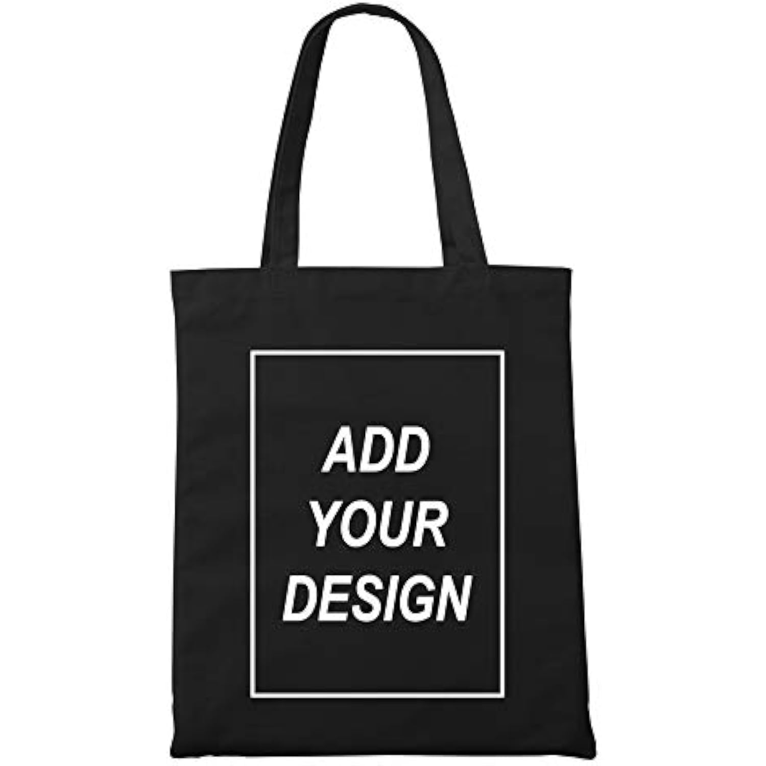 MDEIMAT Customizable Canvas Tote Bag, 15 x 13 inches, Black and White, Reusable Shopping Bag