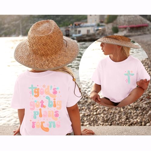 Image of Christian Shirts for Girls Bible Verse God Shirt Kids Graphic Tees Cute Cross Outfits Floral Print Summer Top