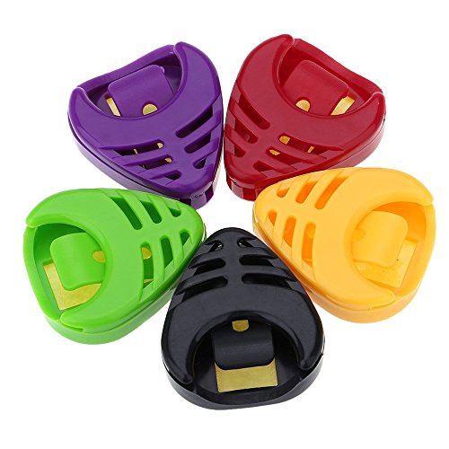 SHAPOKY Plactic Lot de 5 étuis pour médiators en de cœur - Les Beatles, Paul McCartney, John Lennon, RIngo Starr, George Harrison SHAPOKY Plactic Lot de 5 étuis pour médiators en de cœur
