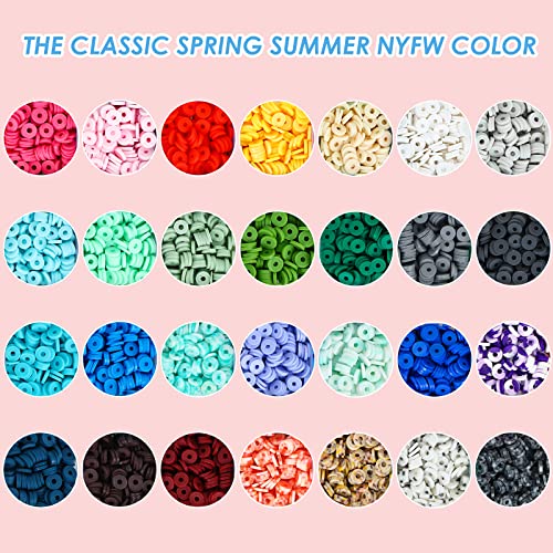 QUEFE Clay Beads for Jewelry Making Kit, 28 Colors Bracelet Making Kit for Adults, Polymer Heishi Beads for Crafts Gifts