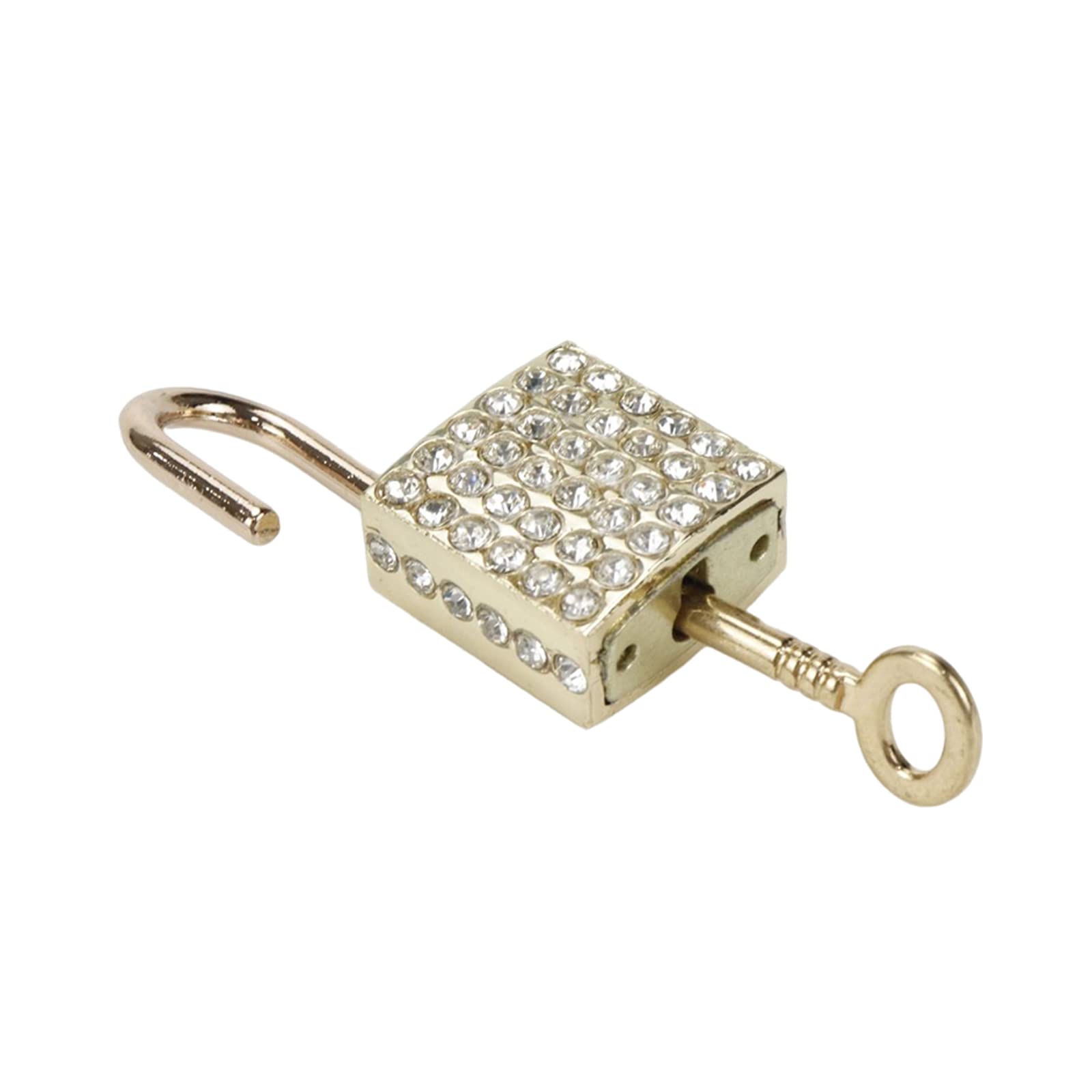 HEVSTIL 2-Pack Bling Square Padlock with Key Zinc Alloy Die Casting Diamond Small Square Lock Handbag Pendant Decorative Padlock for Jewelry Storage Box Diary Book Gold - Image 4