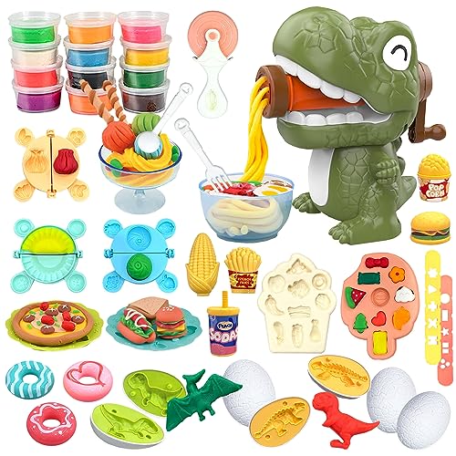 VBACALA 42 PCS Accessoires Pâte à Modeler Enfants Jouet Creatives Outils, Dinosaure Coffret Pate a Modeler Pasta Machine, Kitchen Creation Clay Kit 3 Ans...