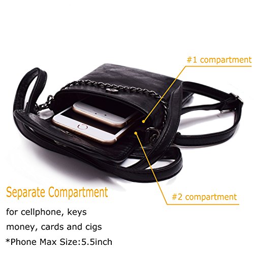 Small Crossbody Cell Phone Purse - Women Skull Gothic Crossbody Shoulder Bag, Leather Mini Phone Bag Travel Wallet Purse with Adjustable Strap - Thumbnail 5