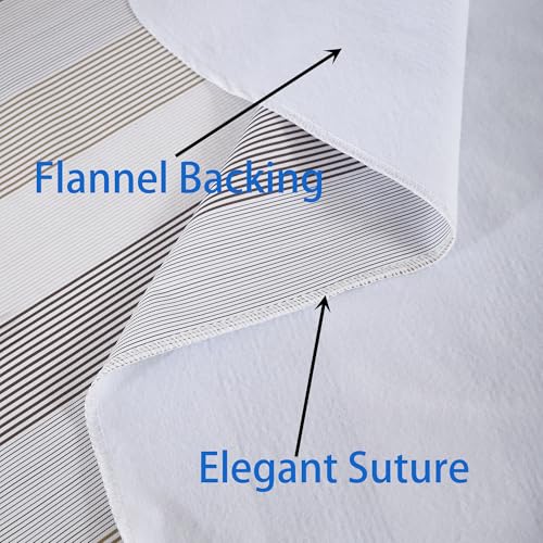 Image of Walrus Heavy Duty Vinyl Tablecloth with Flannel Backing Waterproof Oil-Proof Plastic Table Cloth Stain-Resistant Wipeable Rectangle or Square Table Cover for Indoor and Outdoor (Line,60x102 Inch)