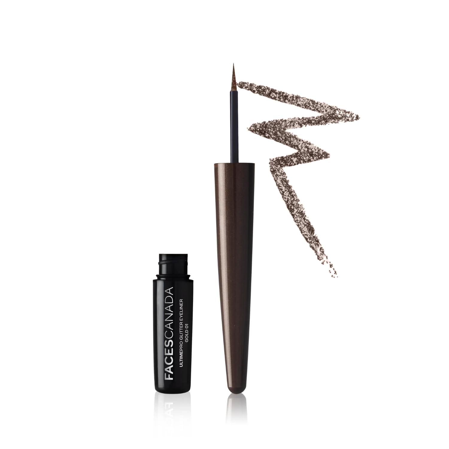 FACESCANADA Ultime Pro Glitter Liquid Eyeliner - Copper 02, 1.7Ml | Shimmery Finish | Long-Lasting | Intense Pigt | Excellent Color Payoff | Smooth Application, Brown