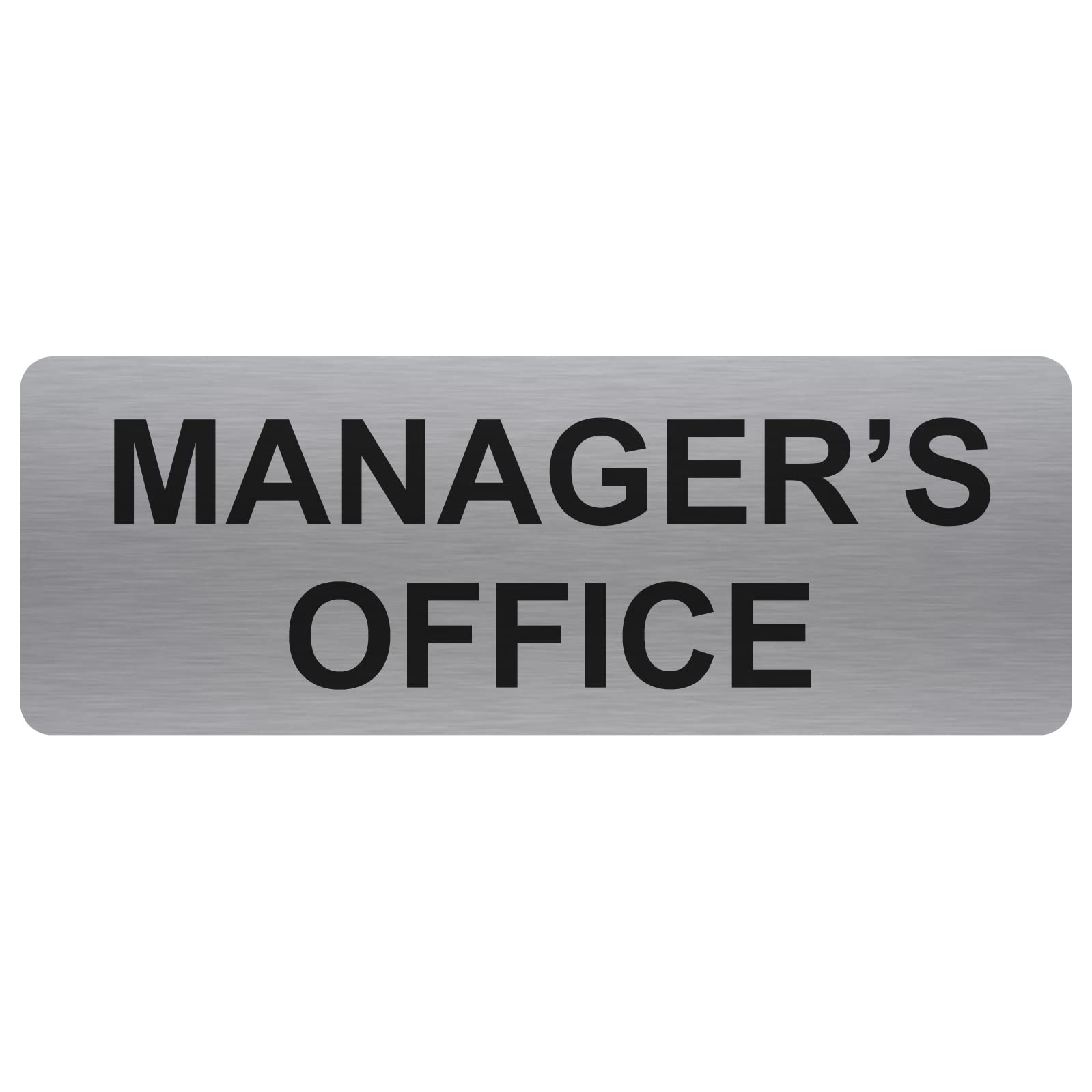 METAL Managers Office Door Sign Brushed SILVER Aluminium Tin Security Notice Shop Warehouse School Cafe Business 200x75mm ML5
