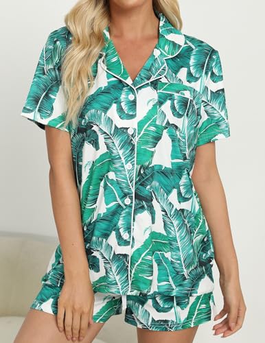 Image of ZMJ Pajamas for Women Set 2 Piece Pj Short Sets Bride Sleepwear Button Up