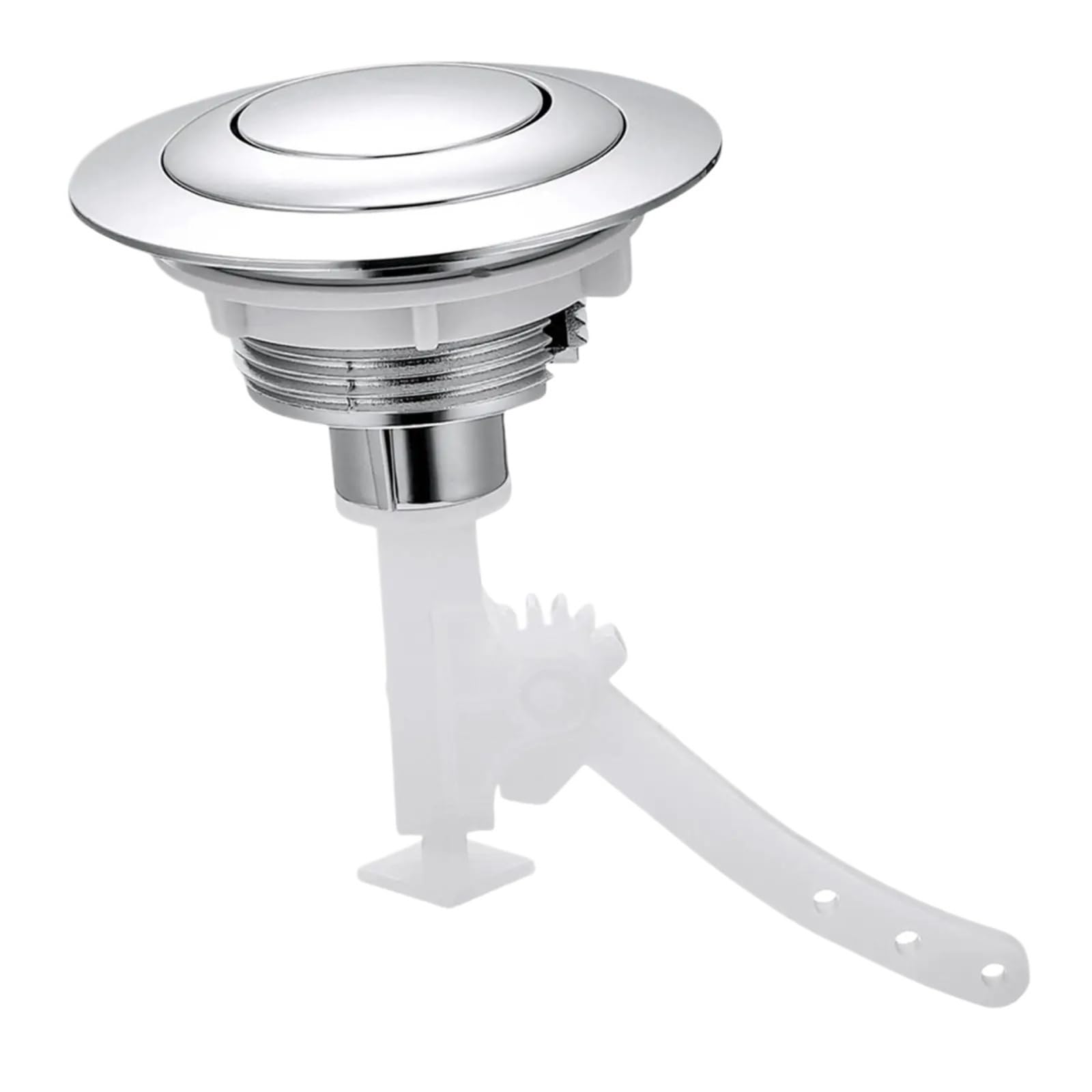 Bouton de chasse d'eau rond universel chromé pour mécanisme double poussoir standard