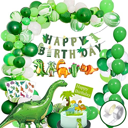 Image of Party Propz Dinosaur Theme Birthday Decorations - 54 Pcs Dinosaur Birthday Decoration with Happy Birthday Banner (Cardstock) | Dinosaur Birthday Theme Decoration | Green Dinosaur Balloons for Birthday