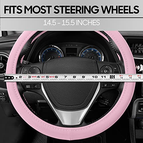 Bdk Ultra Soft Pink Steering Wheel Cover For Women, Standard 15 Inch Size, Cute Comfy Grip Faux Leather Car Steering Wheel Cover For Truck Van Suv Auto #TOP4