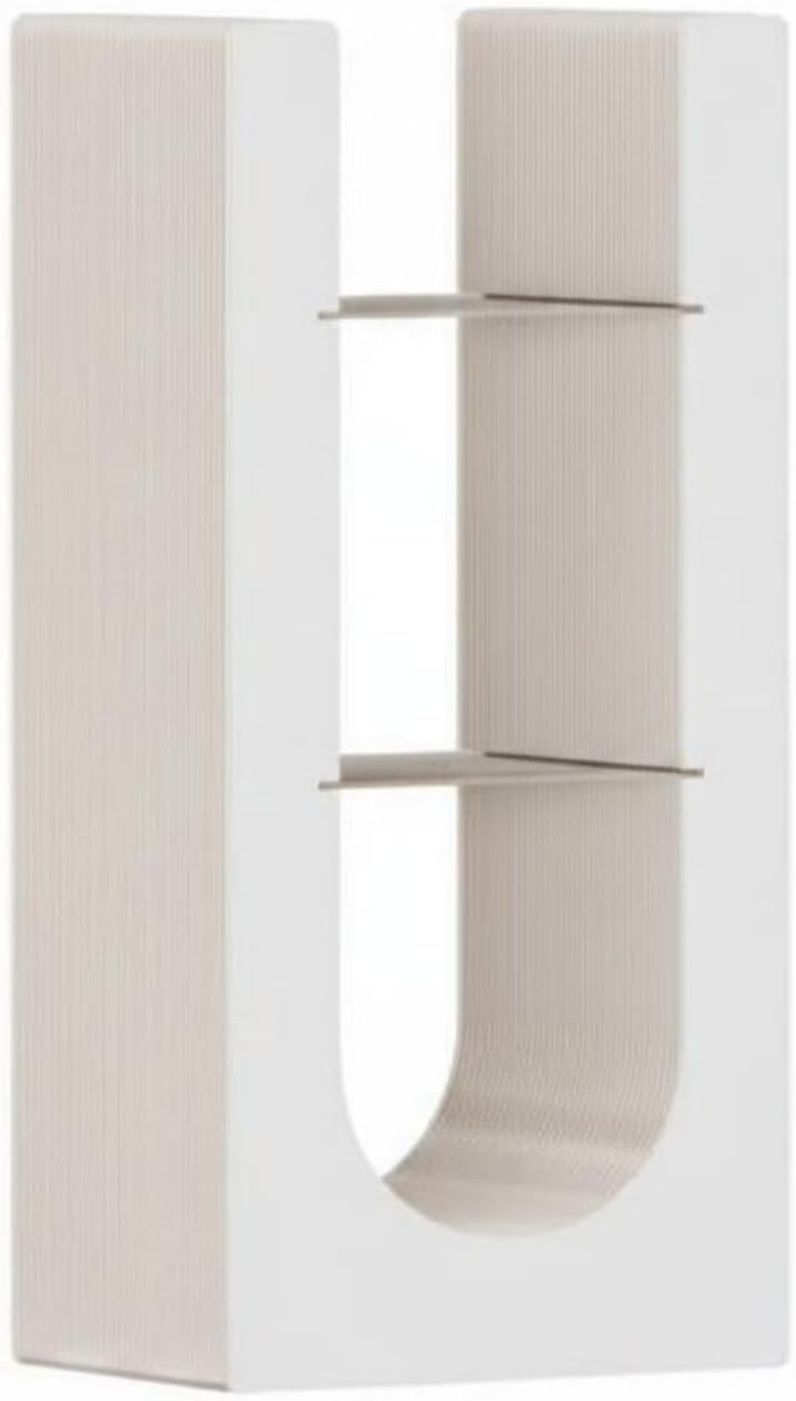 Gralara Side Cabinet Foldable Table Nightstand Shelf Table Featuring Honeycomb Support and Reversible U Shape Layout Paper and PU Build Suitable for Bedroom, White, 43-31-90cm