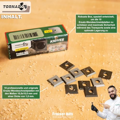 Fraiser Hartmetall-Wendeplatten (HM/Widia) für Planfräser Tornado – 10 Stück (10,5x10,5 mm)