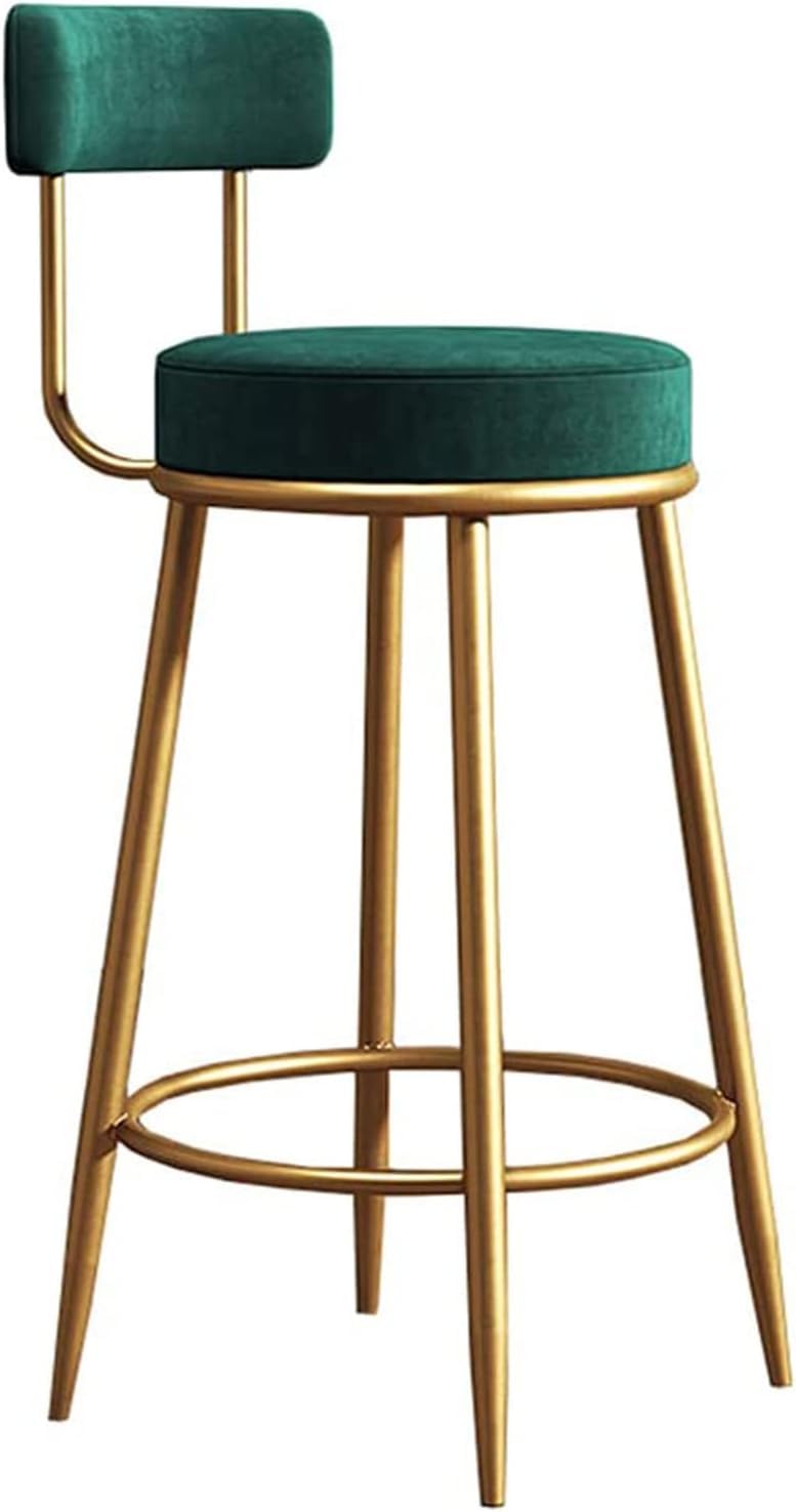 Nutech Decor Iron Velvet Counter Stools Upholstered Barstools With Back, Foot...