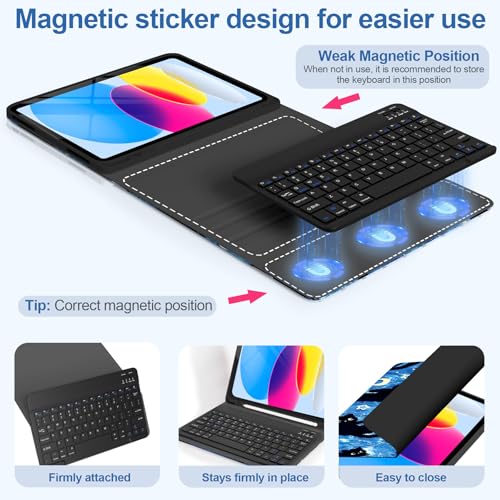 Clavier iPad 11 pouces rechargeable pour étudier au café avec étui chat mignon - 3