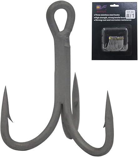 DFYUJU - 10 ganchos agudos de acero inoxidable 420 3CR13 de pesca clásica de alta fuerza de tracción tamaño #0/1, equipo de pesca fuerte y amplio