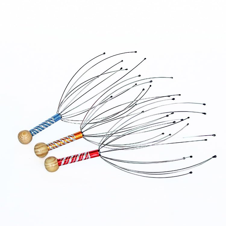 Image of Adimac Auto Head Massager Set of 3 - Hand Held Scalp Massagers for Hair Regrowth, Headache Relief, Anxiety Reduction, Octopus Design, Relaxing Massage Tool for All Ages