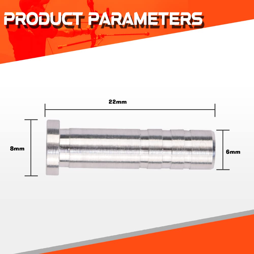 12 Pack Archery Arrow Aluminum Inserts for ID 6.0mm / 6.2mm / 7.6mm Carbon Arrows, Crossbow Arrow Tips Inserts Fit Compound Bow Recurve Bow Inserts for 100/125/150/200 Grain Field Points Arrowheads