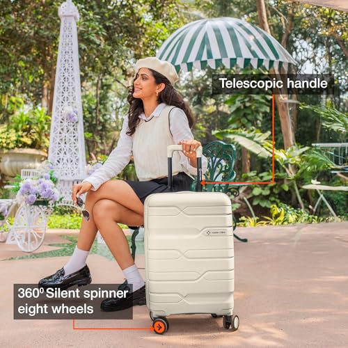 Image of Nasher Miles Paris Hard-Sided Spinner Polypropylene Check-in Luggage White 24 inch |65cm Trolley Bag