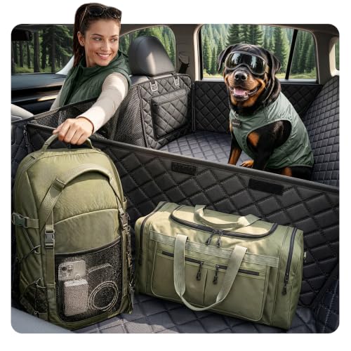 Rorhxia Off-Road Grade Dog Car Seat Cover for Back Seat [2026 New Heavy-Duty | Foldable for Storage & Passenger] Hard Bottom Dog Hammock, Waterproof Car Seat Protector, Universal for SUV & Large Dog