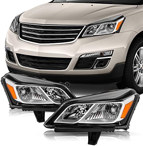 TUSDAR Fits For 2013-2017 Chevy Traverse [Halogen OE Style] Headlights Replacement Pair Headlight Assembly Factory Headlamp Front Lamps LH+RH Driver & Passenger Side