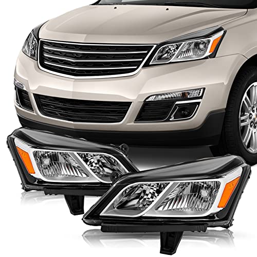 TUSDAR Fits For 2013-2017 Chevy Traverse Headlight Assembly Halogen OE Style Replacement Factory Headlamp Front Lamps LH+RH Driver & Passenger Side