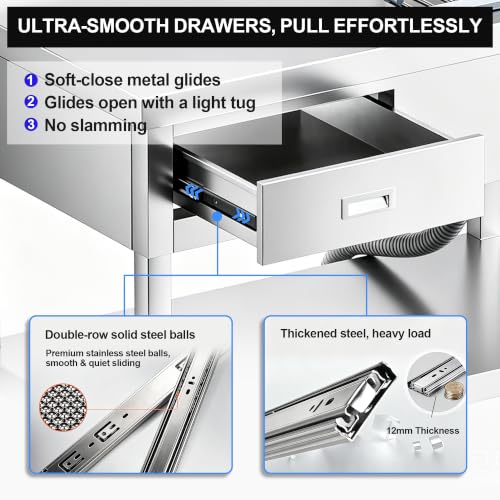 Image of Stainless Steel Utility Sink with Workstation and Drawer