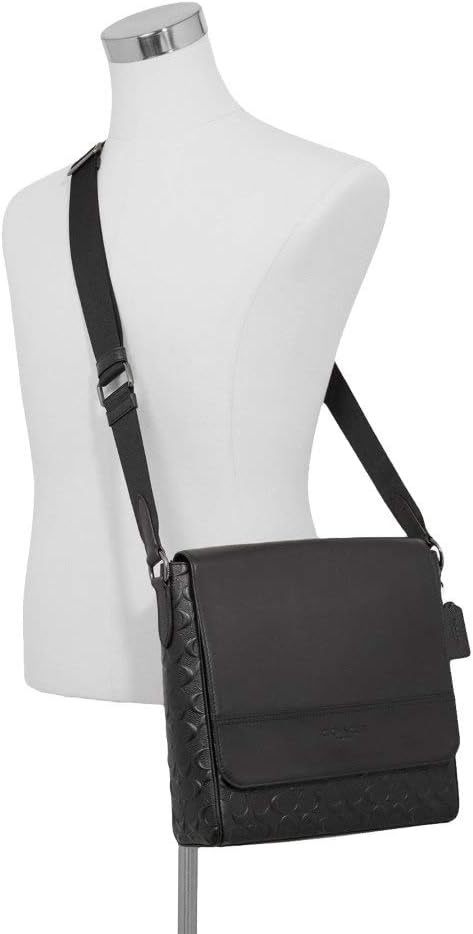  | Coach Signature Leather Houston Map Messenger Bag - #F73340 - Black | Messenger Bags