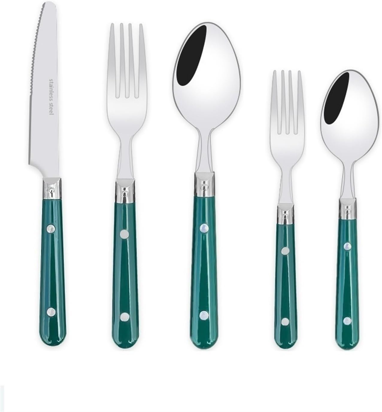 5/20/30-Piece Lightweight Stainless Steel Silverware Set for Everyday Use, Flatware Service for 1/4/6, Steak Knife Fork Spoon Dessert Tea Spoon Fruit Fork, Durable Reusable, White