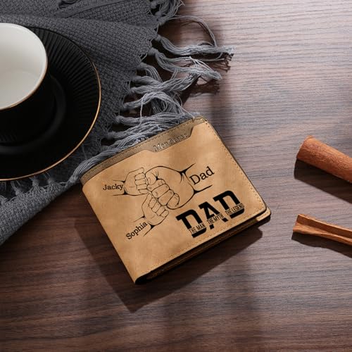 Image of Fathers Day Wallet Gift for Dad,Personalized Custom Photo & Name Wallets for Men Husband,Customized Leather Picture Wallet for Father's Day,Valentine's Day (Style 1)